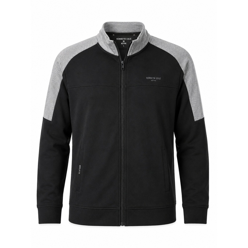 Kenneth Cole Active Men's Large Black Gray Full Zip Track Jacket.